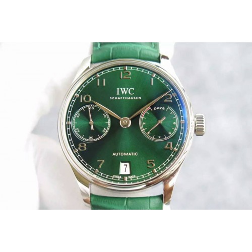 IWC Portuguese Real PR RG YLF 1:1 Best Edition Green Dial on Green Leather Strap A52010 V3