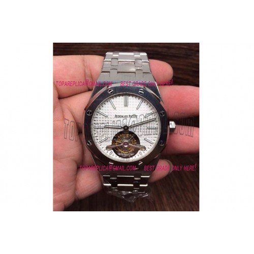 Audemars Piguet Royal Oak 41mm Tourbillon SS Silver Dial on SS Bracelet