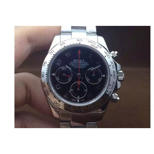 Rolex Daytona 42mm JF SS/SS Black Face Number A7750