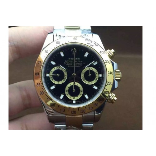 Rolex Daytona 42mm JF YG/SS Black Face Stick A7750