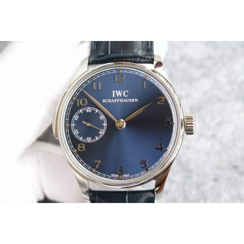 IWC Portuguese SS IW5242 YLF Blue Dial on Blue Leather Strap A95290