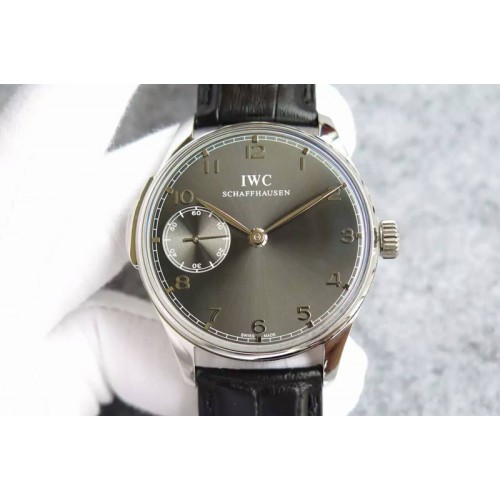 IWC Portuguese SS IW524205 YLF Gray Dial on Brown Leather Strap A95290