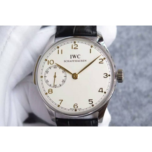 IWC Portuguese SS IW5242 YLF White Dial RG Markers on Brown Leather Strap A95290