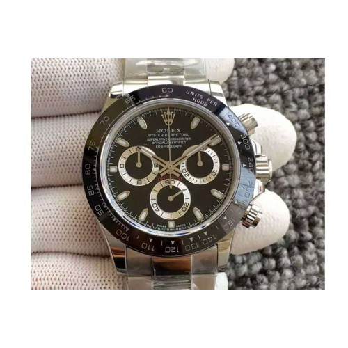 Rolex Daytona 2016 116500 V2 JH 1:1 Best Edition Ceramic Bezel Black Dial on SS Bracelet A4130