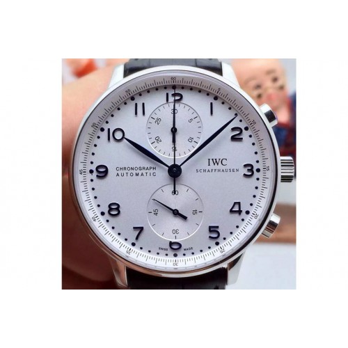 IWC 371417 Portuguese 40mm Chrono SS White Dial on Black Leather Strap A89000 IWC 371417 Portuguese 40mm Chrono SS White Dial on Black Leather Strap A89000