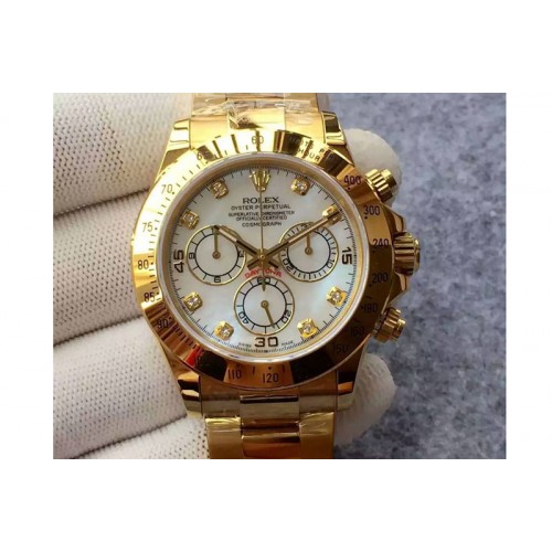 Rolex Daytona Full Gold Chronograph White Dial Diamond Marker A4130 Rolex Daytona Full Gold Chronograph White Dial Diamond Marker A4130
