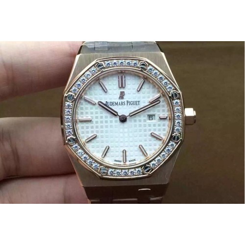 Ladies Audemars Piguet Royal Oak RG/RG White S-Qtz