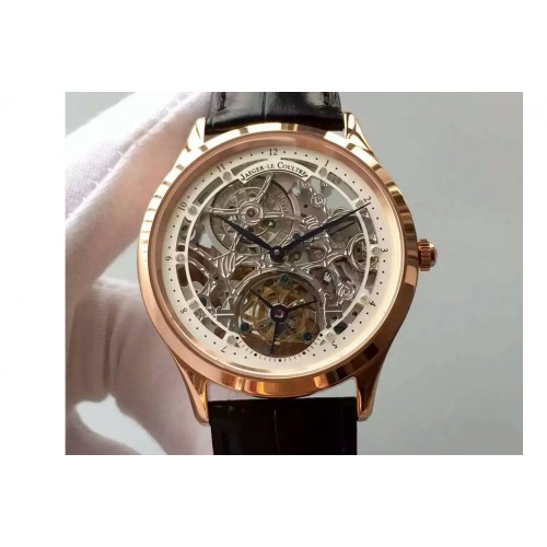 Jaeger-LeCoultre Master Ultra Thin Tourbillon RG Skeleton Dial White Inner Bezel on Black Leather Strap Jaeger-LeCoultre Master Ultra Thin Tourbillon RG Skeleton Dial White Inner Bezel on Black Leather Strap