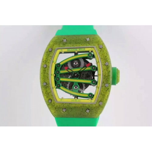 Richard Mille RM 059 Yohan Blake Yellow Inner Bezel Skeleton Dial on Green Rubber Strap 6T51 Richard Mille RM 059 Yohan Blake Yellow Inner Bezel Skeleton Dial on Green Rubber Strap 6T51