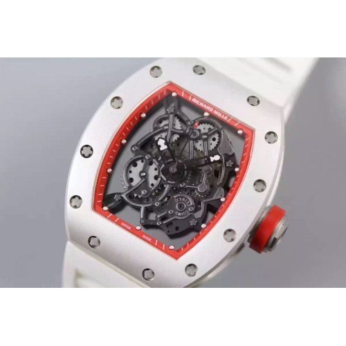 Richard Mille RM035 Red Painted RMF White Inner Bezel Skeleton Dial on White Rubber Strap MIYOTA9015 Richard Mille RM035 Red Painted RMF White Inner Bezel Skeleton Dial on White Rubber Strap MIYOTA9015