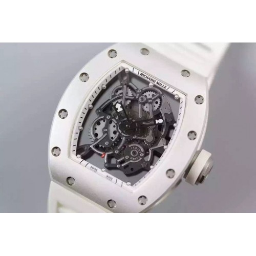 Richard Mille RM035 White Painted RMF White Inner Bezel Skeleton Dial on White Rubber Strap MIYOTA9015 Richard Mille RM035 White Painted RMF White Inner Bezel Skeleton Dial on White Rubber Strap MIYOTA9015