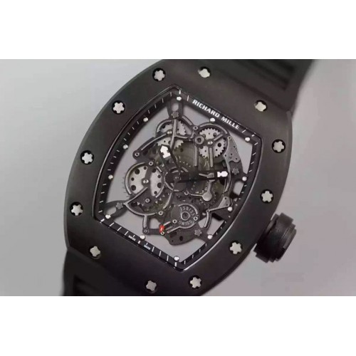 Richard Mille RM035 PVD RMF Black Inner Bezel Skeleton Dial on Black Rubber Strap MIYOTA9015