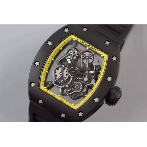 Richard Mille RM035 PVD RMF Yellow Inner Bezel Skeleton Dial on Black Rubber Strap MIYOTA9015 Richard Mille RM035 PVD RMF Yellow Inner Bezel Skeleton Dial on Black Rubber Strap MIYOTA9015