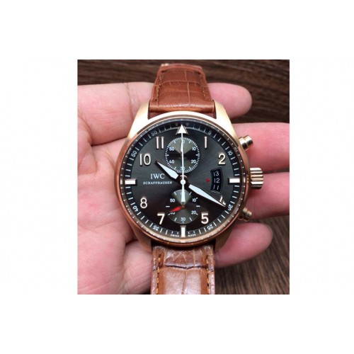 IWC Pilot Chrono RG 3878 Gray Dial on Light Brown Leather Strap A7750 IWC Pilot Chrono RG 3878 Gray Dial on Light Brown Leather Strap A7750