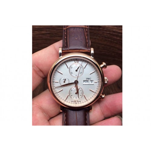 IWC Portofino Chrono RG White Dial on Black Leather Strap A7750 IWC Portofino Chrono RG White Dial on Black Leather Strap A7750