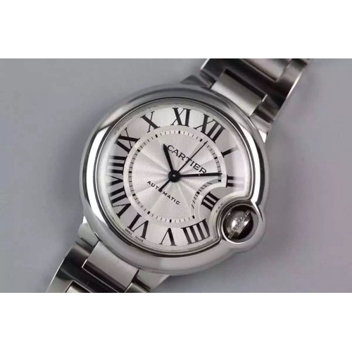 Cartier Ballon Bleu 33mm SS White Dial on SS Bracelet Swiss ETA2671