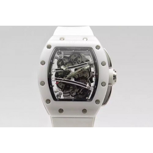 Richard Mille RM059-01M White Ceramic KVF Black Inner Bezel Skeleton Dial on Black Rubber Strap MIYOTA8215 Richard Mille RM059-01M White Ceramic KVF Black Inner Bezel Skeleton Dial on Black Rubber Strap MIYOTA8215