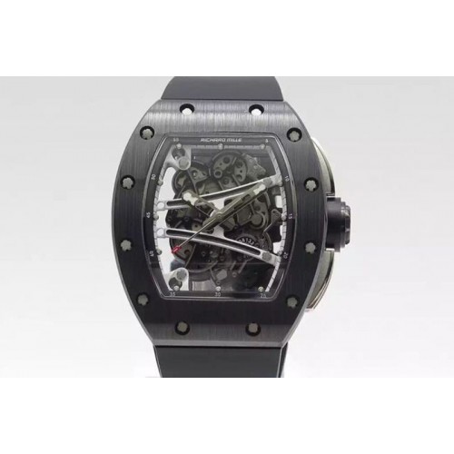 Richard Mille RM059-01M Black Ceramic KVF White Inner Bezel Skeleton Dial on Black Rubber Strap MIYOTA8215