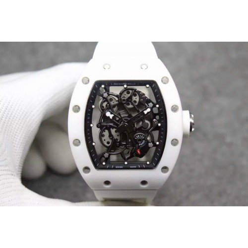 Richard Mille RM055 Real White Ceramic VKF Black Inner Bezel Skeleton Dial on Black Rubber Strap MIYOTA8215 Richard Mille RM055 Real White Ceramic VKF Black Inner Bezel Skeleton Dial on Black Rubber Strap MIYOTA8215