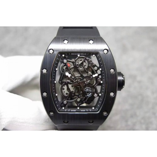 Richard Mille RM055 Black Ceramic KVF Black Inner Bezel Skeleton Dial on Black Rubber Strap MIYOTA8215 Richard Mille RM055 Black Ceramic KVF Black Inner Bezel Skeleton Dial on Black Rubber Strap MIYOTA8215