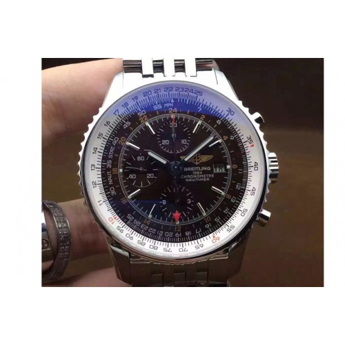 Breitling Navitimer GMT SS JF 1:1 Best Edition Brown Dial on SS Bracelet A7750