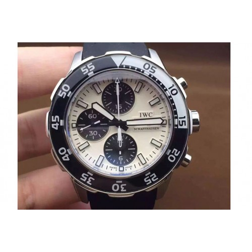 IWC 2009 Aquatimer SS/RU Blk/Wht A-7750 White Dial