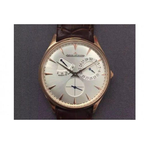 Jaeger-LeCoultre Master Ultra Thin R�serve de Marche RG ZF Best Edition Silver Dial on Black Leather Strap A938