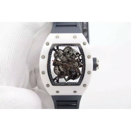 Richard Mille RM055 Real White Ceramic KVF Black Inner Bezel Skeleton Dial on Black Rubber Strap MIYOTA8215 MORE DETAILS Richard Mille RM055 Real White Ceramic KVF Black Inner Bezel Skeleton Dial on Black Rubber Strap MIYOTA8215 MORE DETAILS