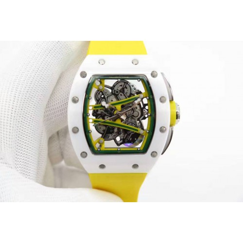Richard Mille RM061 White Ceramic KVF Green Inner Bezel Skeleton Dial on Black Rubber Strap MIYOTA8215 Richard Mille RM061 White Ceramic KVF Green Inner Bezel Skeleton Dial on Black Rubber Strap MIYOTA8215