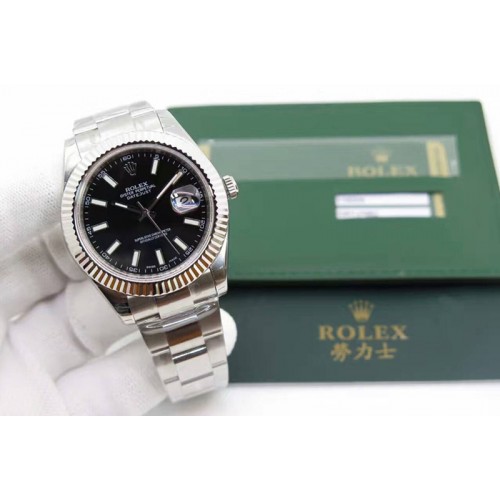 Rolex Datejust II 116334 SS 41mm Black Dial Sticks Markers On SS Bracelet A3136