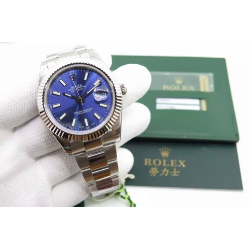 Rolex Datejust II 116334 SS 41mm Blue Dial Sticks Markers On SS Bracelet A3136