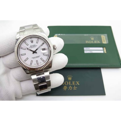 Rolex Datejust II 116334 SS 41mm White Dial Sticks Markers On SS Bracelet A3136