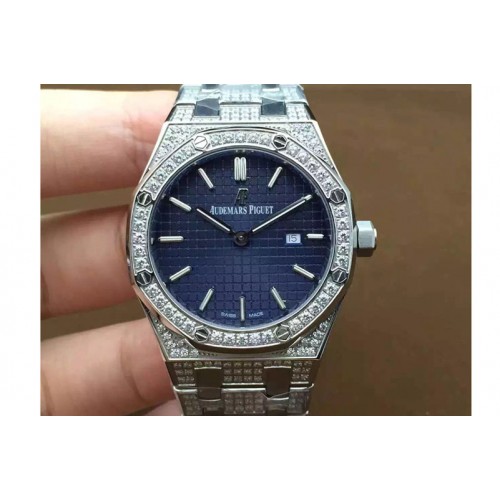 Lady Audemars Piguet Royal Oak 33mm Full Diamond Case SS Blue Face Swiss Quartz Lady Audemars Piguet Royal Oak 33mm Full Diamond Case SS Blue Face Swiss Quartz