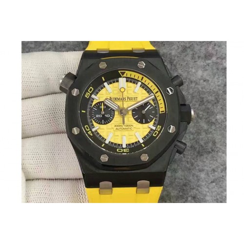 Audemars Piguet Royal Oak Offshore Diver Chronograph JH PVD Yellow Dial on Yellow Rubber Strap A3124