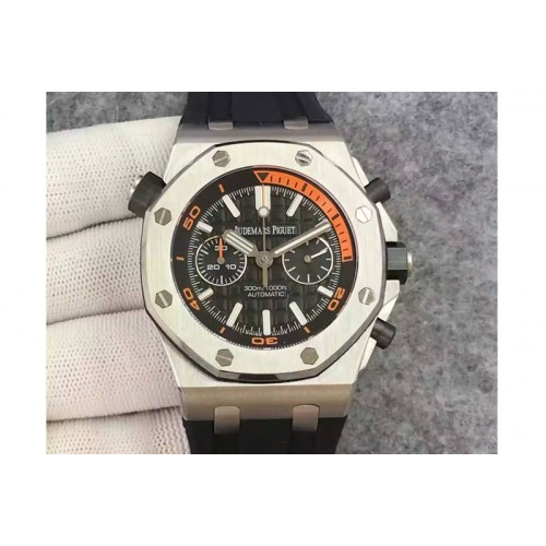 Audemars Piguet Royal Oak Offshore Diver Chronograph JH Black Dial on Black Rubber Strap A3124