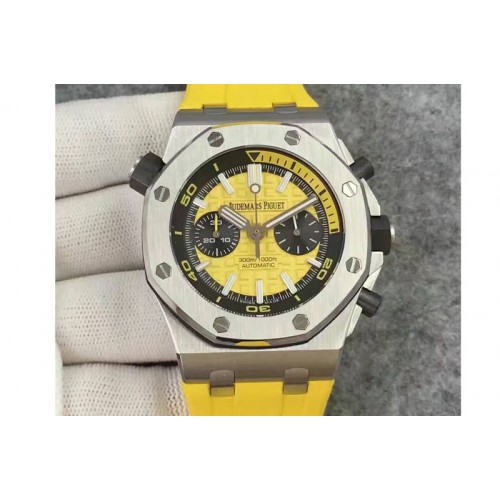 Audemars Piguet Royal Oak Offshore Diver Chronograph JH Yellow Dial on Yellow Rubber Strap A3124