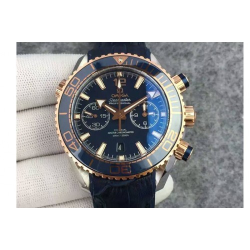 Omega Seamaster Professional Chronograph RG Blue Ceramic Blue Dial on Blue Gummy Strap A9300