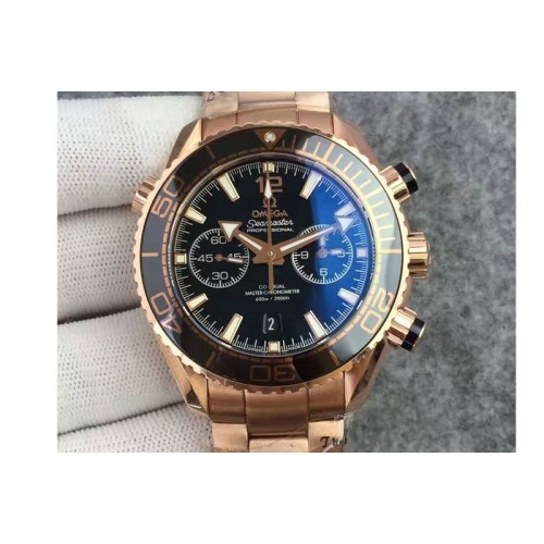 Omega Seamaster Professional Chronograph RG Black Ceramic Black Dial on RG Bracelet A9300