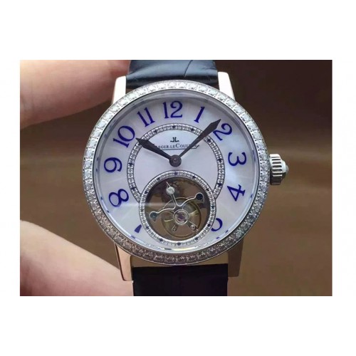 Ladies Jaeger-LeCoultre 35mm Rendez-Vous Tourbillon RG TF Best Edition Diamonds Steel Case White Dial on Genuine Croco Leather S Ladies Jaeger-LeCoultre 35mm Rendez-Vous Tourbillon RG TF Best Edition Diamonds Steel Case White Dial on Genuine Croco Leather S