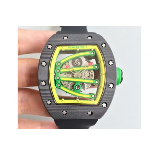 Richard Mille RM 059 Forge Carbon Yellow Inner Bezel Skeleton Dial on Black Rubber Strap 6T51 Richard Mille RM 059 Forge Carbon Yellow Inner Bezel Skeleton Dial on Black Rubber Strap 6T51