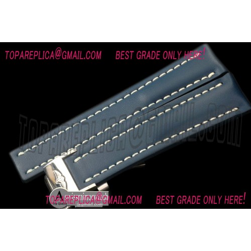 Breitling Leather strap Blue W/Deployant - For 42 - 45mm watches