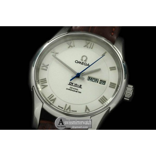 Omega Deville Co Axial Day/Date SS/LE White Asian 2836 Omega Deville Co Axial Day/Date SS/LE White Asian 2836