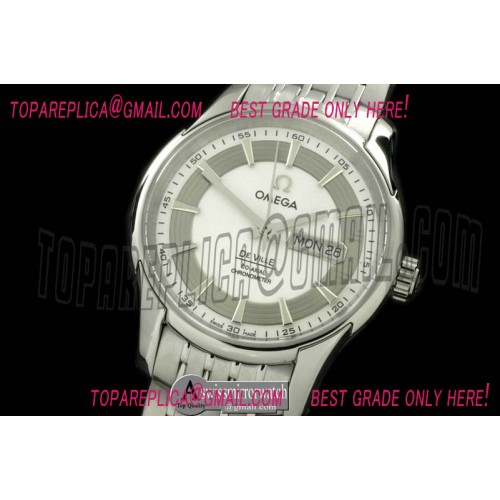 Omega Deville Co Axial Day/Date SS/SS White Asian 2836 Omega Deville Co Axial Day/Date SS/SS White Asian 2836