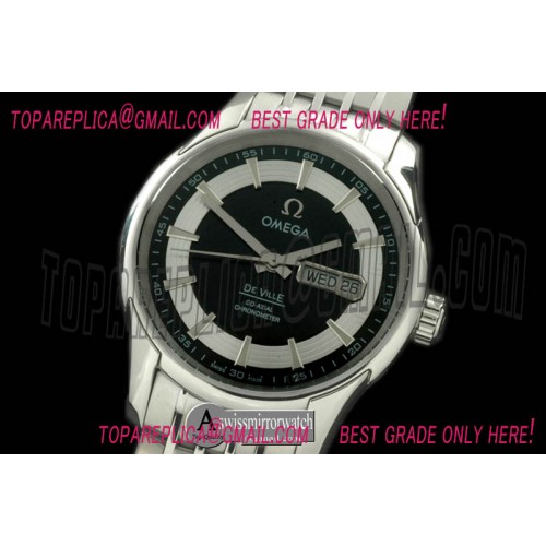 Omega Deville Co Axial Day/Date SS/SS Black Asian 2836