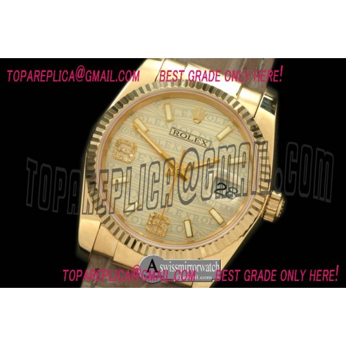Rolex YG/LE Champagne Swiss Eta 2836/3135-Real Diamonds