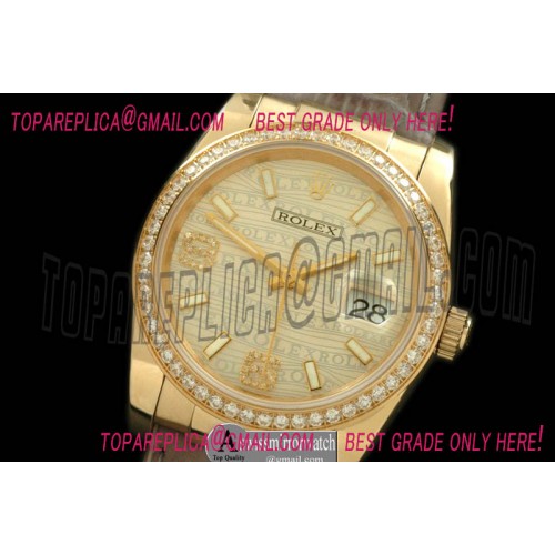 Rolex YG/LE Champagne Swiss Eta 2836/3135-Real Diamonds