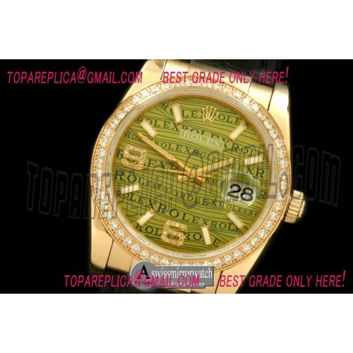 Rolex YG/LE Khaki Swiss Eta 2836/3135-Real Diamonds