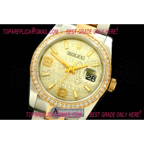 Rolex SS/YG TT Champagne Swiss Eta 2836/3135-Real Diamond Rolex SS/YG TT Champagne Swiss Eta 2836/3135-Real Diamond