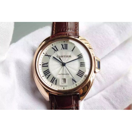 Cle de Cartier RG V6F Best Edition White Textured Dial on Brown Leather Strap MIYOTA9015