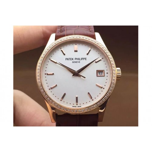 Patek Philippe 5107 Calastrava RG/LE Diamond Bezel White A324